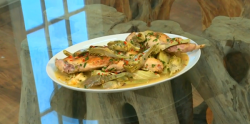 Angela Hartnett’s rabbit with chilli, garlic and artichokes dish on Saturday Kitchen