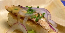 Harry’s torched salmon and avocado with charred rice cake dish on Masterchef Australia