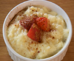 Marcus and Alexis rice pudding dessert served at the Emirates Stadium, home to Arsenal Football  ...