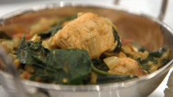 Neil’s salmon and spinach curry on Celebrity MasterChef 2016