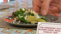 Rebecca’s Gardening Society elderflower and bean tart on Sunday Brunch