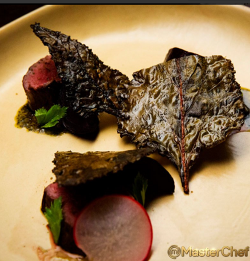 Mimi’s Eye Fillet with Roast Beetroot and Pickled Radish on MasterChef Australia