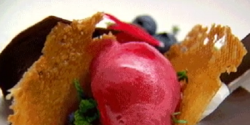 Matt’s blackberry sorbet with dark chocolate dessert on MasterChef Australia