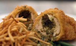 Jimmy Osmond’s chicken kiev with skinny fries on Celebrity Masterchef uk