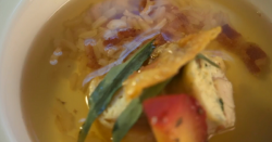 Nigel Haworth’s chicken broth  cooked by Sid on Celebrity Masterchef UK