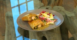 Daniel Galmiche’s Chicken, leek and mushroom parcels in filo pastry dish on Saturday Kitchen