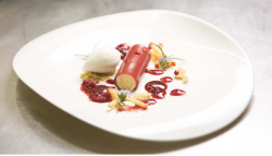 Plum, Rosemary, Sheep’s Milk Yoghurt dessert on Masterchef Australia