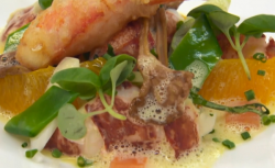 Nigel Haworth ‘s lobster with champagne and basil sauce on Celebrity Masterchef UK