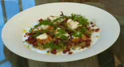 Matt’s Spiced monkfish tail with pickled beetroot and  quinoa dish on