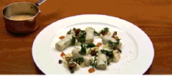 George Calombaris’s monkfish with cannelloni, dates and cauliflower dish on MasterChef Aus ...