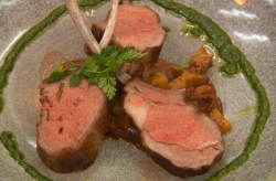 Jimmy Osmond’s rack of lamb with mint sauce and chips on Celebrity Masterchef