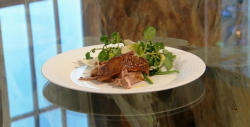 Glynn Purnell’s slow-cooked lamb with green vegetables dish on Saturday Kitchen