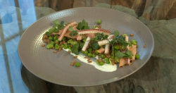 Matt’s Jasmine tea-smoked trout with spelt salad and wasabi dressing on Saturday Kitchen