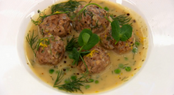 Alexis Greek meatballs with eggs and dill dish on Celebrity Masterchef UK