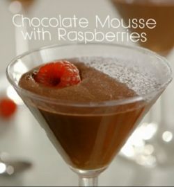 Lorraine Pascale chocolate mousse with raspberries dessert on Lorraine’s Fast, Fresh and E ...