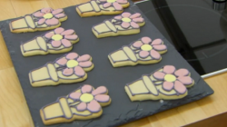 Jane’s flower pot iced biscuits on the Great British Bake Off