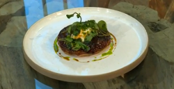 Paul Ainsworth’s Shallot tarte tatin with whipped goats’ cheese and watercress on Sa ...