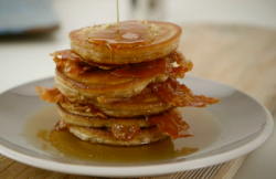 Lorraine Pascale’s Gingerbread Pancakes with ham and maple syrup on Lorraine’s Fast, ...