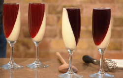 Lorraine Pascale panna cotta pomegranate with raspberry jelly and yoghurt dessert on Saturday Ki ...