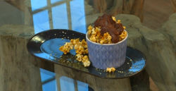 John Torode’s caramel popcorn with banana ice cream and chocolate sauce dessert on Saturda ...