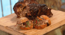 Lorraine Pascale’s Asian inspired slow roasted pork served in a bun with spicy slaw on Sat ...