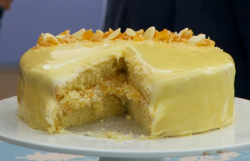 Benjamina’s praline with white chocolate mirror glaze cake on The Great British Bake Off