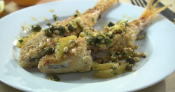 Rick Stein’s fried red mullet with semolina, pine nuts and orange sauce and on Saturday Ki ...