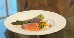 Galton Blackiston’s sea trout with summer salsa and asparagus dish on Saturday Kitchen