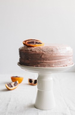 Vanilla Blood Orange Cake made with healthier substitutions like coconut oil, applesauce and map ...