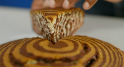 Lorraine Pascale’s Crouching Tiger, Hidden Zebra Cake with a vanilla, chocolate mix and or ...