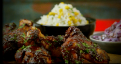 Lorraine Pascale’s Asian baked barbecue chicken wings with slaw on Lorraine’s Fast,  ...