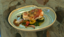 The Hairy Bikers roasted cod with Parma ham, peppers and wilted spinach dish on Saturday kitchen