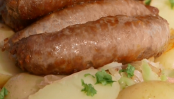 Brian Turner’s lamb sausages with cabbage and mash dish on Saturday kitchen