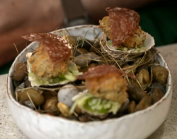 Paul Ainsworth’s oysters with pork and fennel dish on Yes Chef