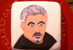 Jill’s lemon drizzle cake with Paul Hollywood’s face on The Great British Bake Off:  ...