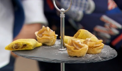 Benjamina’s plantain and spinach samosas and chai pears cups on The Great British Bake Off