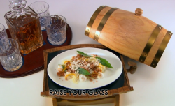 Adam’s raise your glass with peanut shortbread and air rated white chocolate dessert on th ...