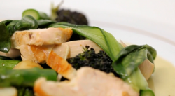 Rupert and Louise’s roast chicken with seasonal greens dish on Yes Chef