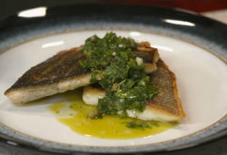 Mary Ann’s sea bass with lime and coriander salsa dish on Yes Chef