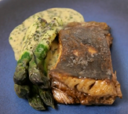 Paul Ainsworth’s pan fried turbot with asparagus and sea weed and butter sauce dish on Yes ...