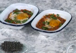 Adria’s black dahl shakshuka dish on Sunday Brunch