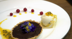 Anna and Faye’s salted caramel chocolate tart dessert on My Kitchen Rules