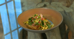 Andi Oliver’s fish cloud with green mango salad dish on Saturday Kitchen