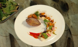 Amandine’s grouse fillet with turnips, girolles mushrooms and blackcurrants dish on Saturd ...