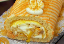 Andrew’s tropical holiday roulade on The Great British Bake Off