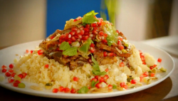Lorraine Pascale’s glazed lamb with maple syrup with couscous on Lorraine’s Fast, Fr ...