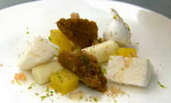 Mark’s Island Of Spice Dessert with microwavable sponge on The Great British Menu