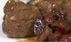 Razan and Reda’s Syrian lamb and almond meatballs with sour cherry sauce on My Kitchen Rules