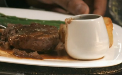 Rachel and Andy’s steak with oxtail and red wine sauce on My Kitchen Rules