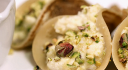 Razan and Reda’s Syrian Katayef Asafiri Arabic pancakes with curd cheese and pistachios ro ...